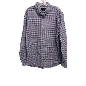 Ralph Lauren Men’s Button Up Shirt Long Sleeve XXL Slim Fit Stretch Oxford Blue